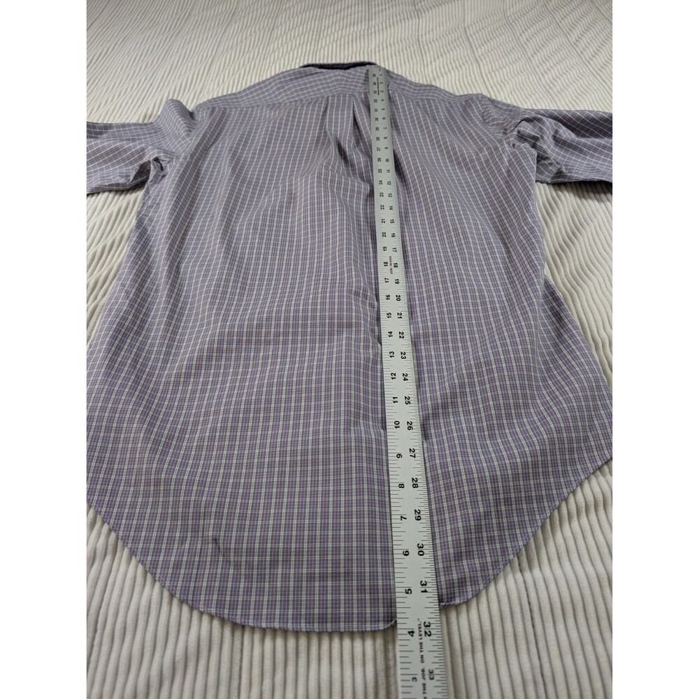 Lands' End Shirt Mens 15-33 M Purple Plaid No Iron Oxford Button Down Preppy - Picture 8 of 8